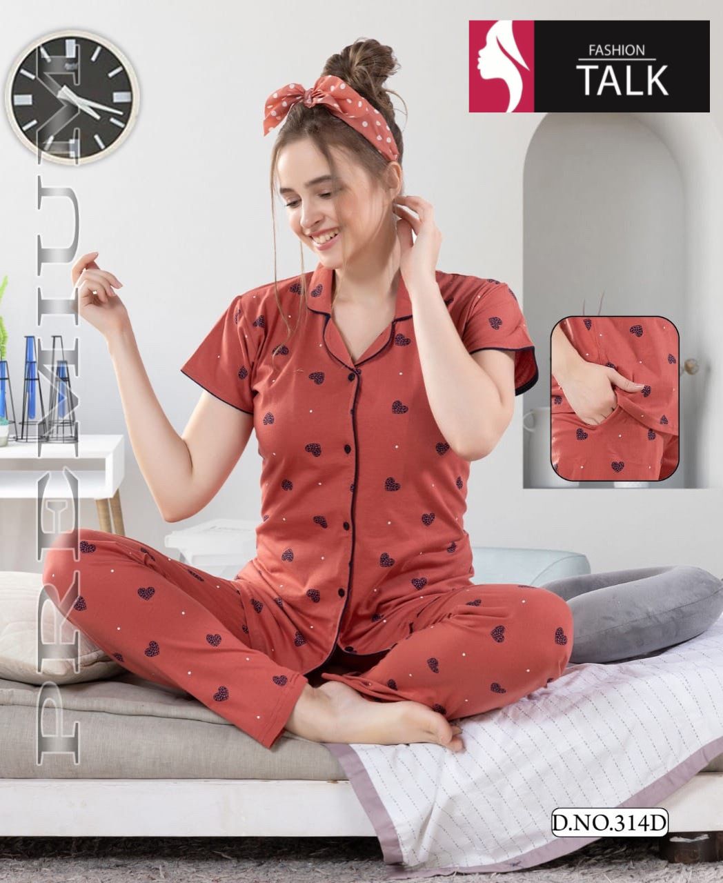 Ft 314 Night Wear Hosiery Cotton Shinker Wholesale Night Suits Collection